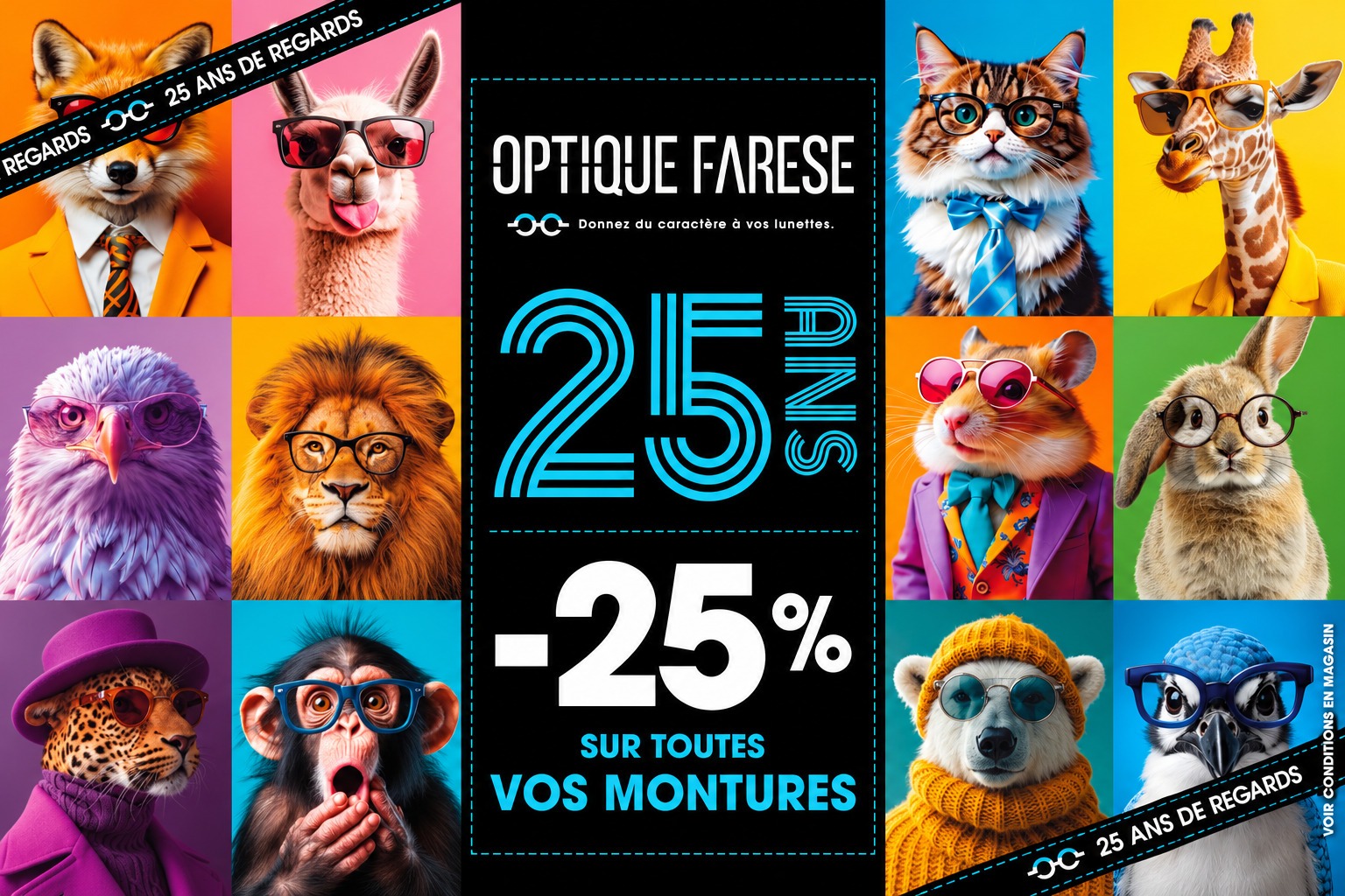 Optique Farese fête ses 25 ans : -25% sur toutes vos montures, voir conditions en magasin